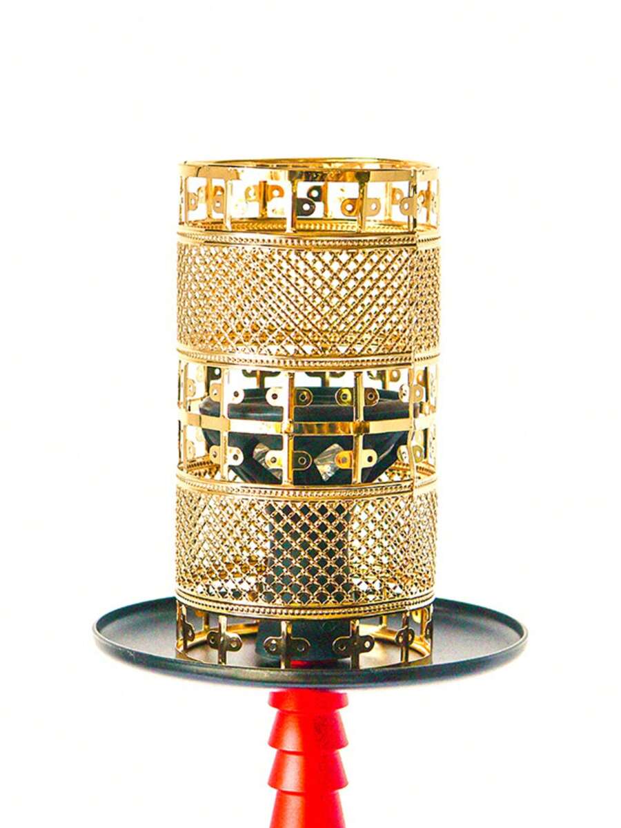 2件套阿拉伯水烟防风罩，空心金属耐热水烟配件，防风水烟瓶，流行水烟防风罩套装（金银色，时尚实用水烟配件）