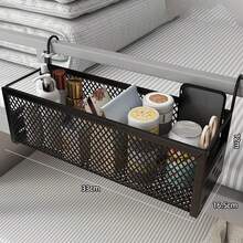 1Pc Iron Bedside Hanging Basket Bed Storage Rack Upper Bunk Hanging Bedside Space Saving Punch-Free Storage Rack Bedside Shelf For Dormitory Home - Multicolor - View 8