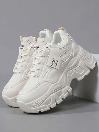 Miradar 彩色系列皮革厚底厚底运动鞋，棕色女士增高休闲鞋