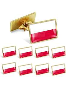 8件套 各国国旗金属方形徽章胸针配件