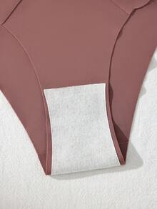 5条装女士高腰蜜瓜色波浪边无缝三角裤，弹性透气内裤 - 彩色 - 查看 10