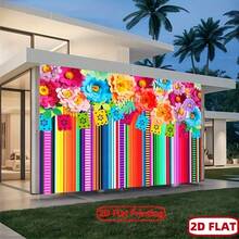 2D Flat, 1pc Mexican Carnival Party Banner And Background - Colorful Mexican Flag Stripes With Paper Cut Floral Patterns, Sombrero And Maracas Silhouettes - Lightweight Decor Suitable For Weddings, Birthdays, Graduations, Background Decoration - Multicolor - View 3
