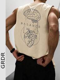GRDR Camiseta de tirantes casual con estampado de cuello redondo para hombre, verano