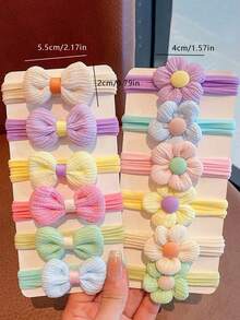 6 Pieces/Set Of Bow Ties And Flower Hair Ties Fresh Sweet High Elasticity And Non Damaging Hair Tie Headband Girls Tie Ponytail Rubber Bands Decorative Accessories For Styling