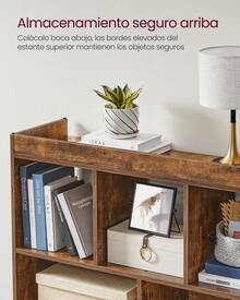 VASAGLE Estantería de 8 Compartimentos, Unidad de Almacenamiento no Empotrado, 11 x 35.4 x 39.4 Pulgadas, Color café rústico - Óxido marrón - Ver 7