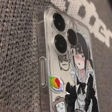 Étui de téléphone japonais style manga fille pomme pour iPhone 15 Pro Max, 13, 12 couverture complète, 11 étui souple, XR transparent et doux - Transparent - Voir 3