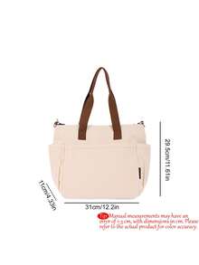 1pc, Custom Embroidered Corduroy Shoulder Bag, Available In Various Colors And Fonts, Solid Color Handbag With Snap Closure, Large Reusable Travel Storage Bag, Polyester Lining, Durable Corduroy Edging, Multifunctional, Suitable For Travel, Storage Bag - Multicolor - View 3