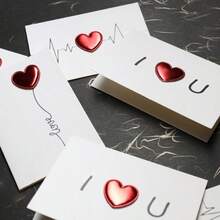 2026 Valentine's Day Greeting Card DIY Leather Heart 3D Greeting Card, I Love You Heartbeat, Teacher's Day Blessing Card, Valentine's Day Card, Proposal, Dating, Wedding, Teacher's Day, Very Suitable For Classmates, Colleagues, Lovers, Crushes, Medical Staff, Couple's Supplies, Valentine's Day, Holiday Gifts, Party Supplies (Including Envelope) - Multicolor - View 9