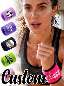 1 Pair Custom Photo/Text Personalized Sweatbands,Customized Sweatbands Sports Wristband For Men & Women,Unisex Customized Sweat-Absorbent Sports Wristband,Personalized Athletic Wristbands With Your Own Pictures Or Messages