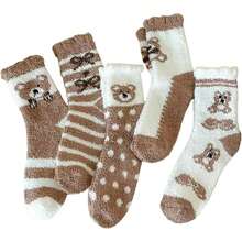 1/2/3 pares de calcetines térmicos esponjosos para mujer, para invierno, nieve, color cálido, calcetines para dormir en el piso - 3 pares. - Ver 9