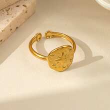 Anillo de acero inoxidable vintage nuevo 2025, anillo de banda ajustable para mujer chapado en oro de 18K, anillo de acero de titanio con circonita cúbica octagonal, adecuado para cualquier ocasión