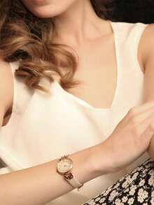 Anne Klein Đồng hồ đeo tay dây da dành cho nữ với mặt số dễ đọc Đồng hồ thạch anh dành cho nữ Đồng hồ công sở thông thường Đồng hồ chống nước dành cho nữ Vỏ tông vàng Đồng hồ analog có dây đeo có thể điều chỉnh - Hoa hồng vàng - Xem 2