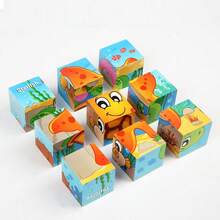 6-Sided Wooden Cube Puzzle, 9pcs Cubes With Ocean Animal Theme, Children's Educational Toy To Develop Focus, Categorization And Logical Thinking Skills, Great Gift Idea - Multicolor - View 5