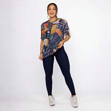 Women's Printed Tulle Blouse/Shirt, Lightweight And Stylish, Perfect For Layering, Fitness, And Modern Casual Looks. Oversized Shirt. - Follaje de Aurora - Ver 2