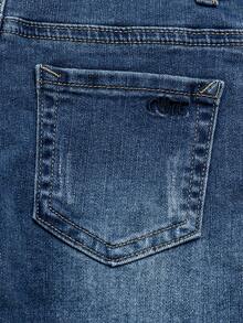 男童仿旧猫须弹力腰可调节牛仔水洗蓝短裤