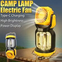 1 pezzo Ventilatore portatile multifunzionale, luce da campeggio, lunga durata della batteria, ventilatore pieghevole ricaricabile, adatto per il campeggio all'aperto, raffreddamento, luce di emergenza per tenda - Multicolore - Visualizzare 1