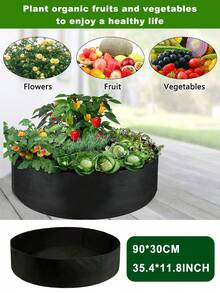 90*30cm Garden Flower Growing Bag Fabric Raised Planting Bed Bag Planter Pot With Handles Planting Pots For Herb Vegetable Plants Round - Black - View 1