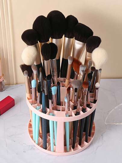 360°Rotating Brush Organizer - Detachable Plastic Insert Mount Storage Rack With Varnish Finish,Makeup Brush Organizer,Large Capacity, Rotating Creative Circular Storage Tube,Plastic Pen Holder Storage Box,Lightweight ,Space-Saving Desk Accessory For Art Brushes, Brushes, Lipsticks, Skin Care Products And Stationery,For Makeup Room/Office/Painting Studio/Bedroom.