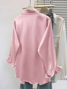 Women's Satin Blouse, Business Casual Button-Up Shirt With Collar Design, Elegant For Office And Leisure Wear, Suitable For Autumn, Winter And Spring