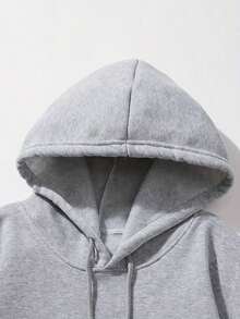 Sudadera con capucha con cordón y estampado de letras para hombre, para otoño - Gris - Ver 5