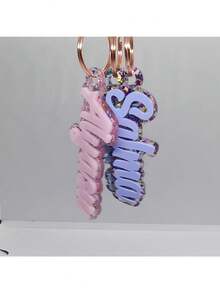 Personalized Glitter Keychain - Elegant Font/Minimalist Letter, Shiny Acrylic Pendant With Ring, Birthday/Anniversary Gift, Suitable For Women, Durable Daily Carry Key Ring, Fits Bags, Backpacks, Home Decor - Customizable Text, Backpack Accessory, Fashion Accessory, Sturdy Ring, Women Accessory