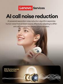 Lenovo LES-103 Bluetooth Earphones, Ear-Clip Style, Bluetooth 6.0, ENC Call Noise Cancellation, Super Long Battery Life, LED Display, Surround Sound, Directional Audio, Wireless Earphones Compatible With Smartphones & Computers - màu đen - Xem 9