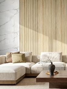 1 Cuộn Tấm ốp tường kết hợp thanh nhựa PVC và đá cẩm thạch tự dính, tấm dán tường vân gỗ sồi giả dày, cách âm 3D, có thể tháo rời và xóa được, dùng cho tường và trần nhà - Nhiều màu - Xem 5