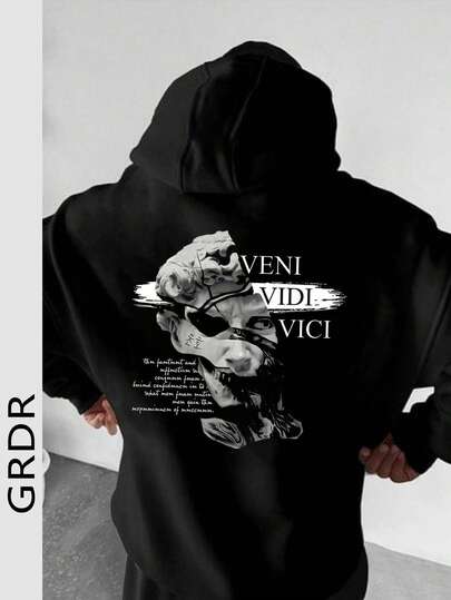 GRDR Art Punk Print Element Herr Casual Loose Fit Hoodie Sweatshirt, Mode, Visar Din Stil, Höst/Vinter