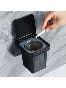 Conjunto de 2 lixeiras de parede em aço inoxidável com tampa, cinzeiro e organizador para banheiro. Evita que as cinzas se espalhem. - Multicolorido - Ver 7