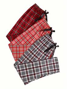 3-Pack, Plaid Print Pajama Pants, Soft And Comfortable Long Pants, Women's Vacation And Loungewear Pajama Pants, Made Of Polyester Fiber, Suitable For All Seasons. - Nhiều màu - Xem 7