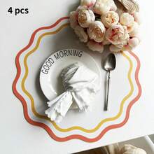 直径34厘米的花朵造型餐垫，约120克，多种颜色可选，适用于餐桌、茶几、书桌和吧台，防水、耐热、易清洁、可重复使用。 - 彩色 - 查看 18