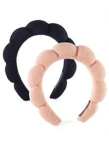 2 Stücke Mädchen Spa Stirnbänder zum Gesichtwaschen oder Gesichtsbehandlung, Mode Hautpflege Stirnbänder, Frottee Stirnband Kombi-Pack - Voluminöse Make-up Stirnbänder zum Gesichtwaschen, Masken und für den täglichen Gebrauch