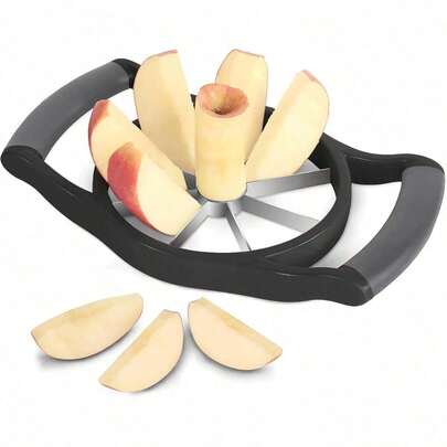 6.1 Inch Extra Large Apple Slicer, Heavy Duty Apple Cutter 8 Slices, Durable Apple Corer Cutter Slicer, Stainless Steel Apple Slicer And Corer - For Apple, Potato, Onion And More, Black