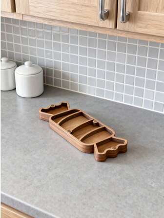 Cute Christmas Wooden Multi-Compartment Storage Box With Acrylic Lid, Organizer For Jewelry, Cosmetics, Snacks Desk Supplies & Tabletop Essentials