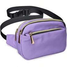 Riñoneras para mujeres y hombres, moda, riñonera de talla, bolsa de cintura, riñonera para chicas y chicos con 5 bolsillos, cinturón ajustable, linda bolsa de cadera para viajes,, correr - RIÑONERA MORADA - Ver 12