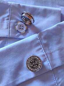 1件/2件套优雅花卉几何图案纽扣套装，衬衫纽扣套装，夹扣套装，时尚水晶袖扣套装，适用于燕尾服和婚纱装饰