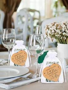 1/3/18/36pcs/Set Wedding Guest Favor Coaster Set, Heart-Shaped Coasters, Comes With Storage Bag And Thank You Cards, Suitable For Wedding Ceremony Or Anniversary, Wedding Favor, Guest Coaster Gift Set, Loose Heart Coasters, Thank You Cards, Organza Bags, Wedding Guest Souvenirs - Multicolor - View 10