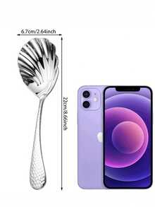 1pc/4pcs High Quality Stainless Steel Thick Creative Serving Spoon/Long Handle Hammered Shell Polished Spoon, Suitable For Home Kitchen, Restaurant, Hotel, Party, Thanksgiving, Elegant & Sophisticated Design, Large Soup Ladle, Mixing Spoon