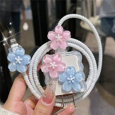 Minimalist Floral Charging Protector Case, Suitable For Apple 14/13/16/15 Series Fast Charging Adapter, 20W Charger Protector, Ideal Gift