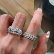 1 chiếc nhẫn đính đá nhiều lớp cổ điển, nhẫn nữ phong cách cổ điển, quà tặng ngày lễ Giáng sinh - Bạc - Xem 2