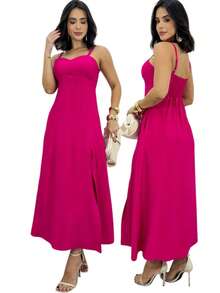 Women's Long Dress For Summer Weddings - 玫紅色 - 查看 2