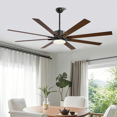 72 In Or 84 In Ceiling Fan With Light, 6-Speed Remote Control, Dimmable 3-Color Temperature, Reversible DC Motor, Modern Low Profile Flush Mount Fan For Bedroom, Living Room, Indoor/Outdoor Use, Coffee Or Black Or Brushed Nickel