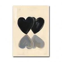 1 pièce/set Œuvre murale minimaliste en forme de cœur noir, Impression d'un couple amoureux, Affiche romantique neutre, Impression moderne en noir et beige pour galerie, Impression d'amour pour la Saint-Valentin, Impression romantique pour la chambre à coucher, Décoration de maison, Décoration murale, Sans cadre - Multicolore - Voir 10
