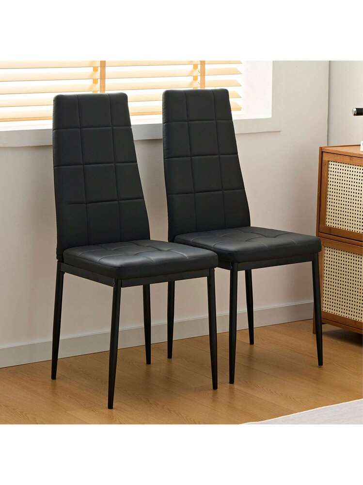 PUレザーダイニングチェア ハイバック ボックスステッチデザイン