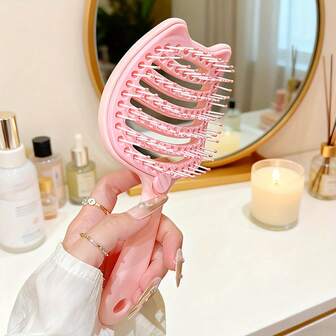 1 pieza Peine para el cuidado del cabello de textura suave, peine de chuleta de cerdo autolimpiante, peine con cojín de aire, peine esponjoso de corona alta, cepillo para masaje del cuero cabelludo y cuidado del cabello, peine adecuado para cabello rizado y liso, peine para cabello húmedo o seco, cepillo para el cabello de las damas adecuado para todo tipo de cabello