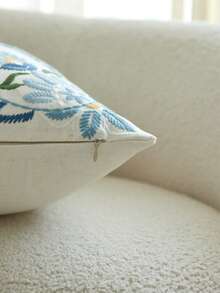 1pc Cashew Flower Embroidered Linen Throw Pillow Cover, Suitable For Living Room, Bedroom, Party, Wedding, Car And Other Environments, All Season - Multicolor - View 11