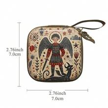Bolsa de almacenamiento con cremallera para rosario portátil de la Virgen María, artículos religiosos elegantes, caja de joyería cristiana con dibujos animados para devotos, decoración de habitación, 7x7cm - Multicolor - Ver 26