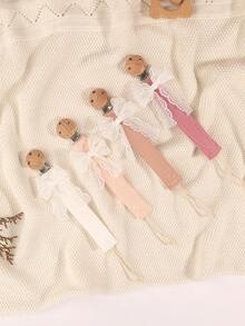 4pcs Pacifier Clips, Fashion Bow Pacifier Chains In Pink, Purple, Brown, Apricot, Ditsy Floral & Solid Color, Suitable For Boys And Girls Daily Use, Travel, Home - 彩色 - 查看 2