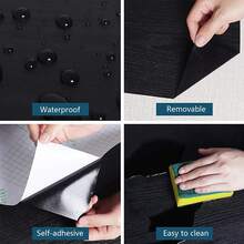 Papel pintado de grano de madera] Estilo minimalista impermeable 1 rollo de papel pintado con patrón de grano de madera negro imitación - Papel de contacto autoadhesivo - Para decoración de muebles de sala de estar, cocina, dormitorio, hogar y dormitorio