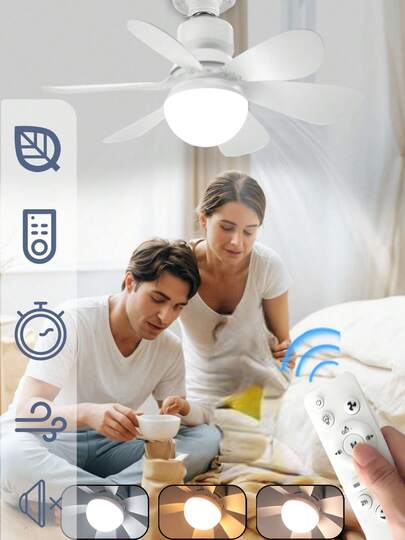 1ชิ้น พัดลมติดเพดานขนาดใหญ่ 16.5" พัดลมหกใบ โคมไฟ E26/27 โคมไฟพัดลม ไฟเย็นเดิม พัดลมติดเพดาน LED พร้อมรีโมทคอนโทรล, 3 สปีด, ไฟหรี่แสงได้พร้อมหน่วยความจำ สำหรับห้องนอนในร่ม, ห้องครัว, ระเบียง, โรงรถ, โคมไฟทรงกลมสีขาว